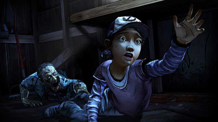 The Walking Dead clementine running from a walker