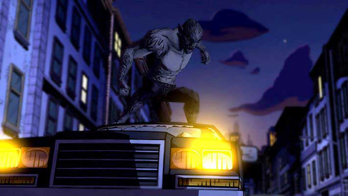 The Wolf Among Us a wolf attacking a car on the run